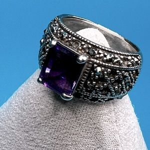 Amethyst and Marcasite Cigar Style Band